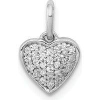 10K White Gold Diamond Heart Pendant - 1/10 Carat Total Diamond Weight by Oro Pregiato