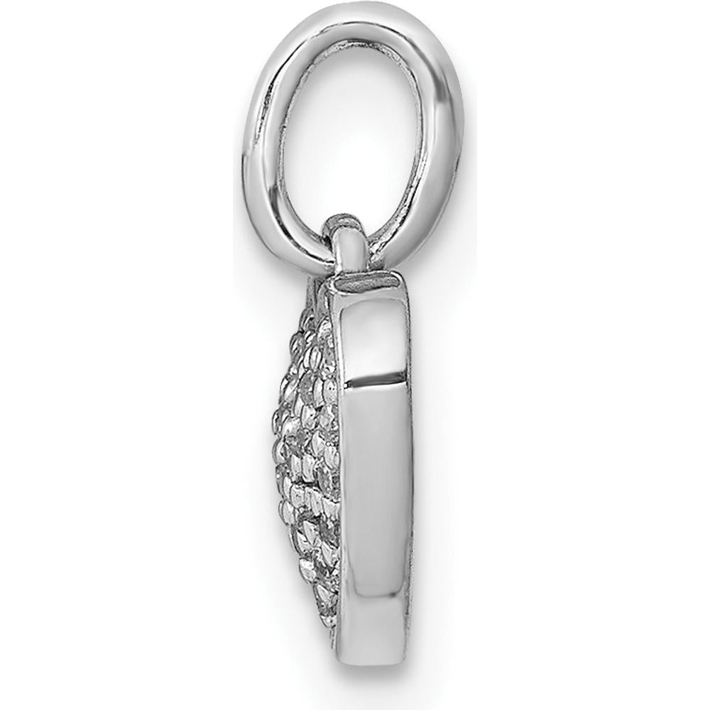 10K White Gold Diamond Heart Pendant - 1/10 Carat Total Diamond Weight by Oro Pregiato