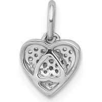 10K White Gold Diamond Heart Pendant - 1/10 Carat Total Diamond Weight by Oro Pregiato