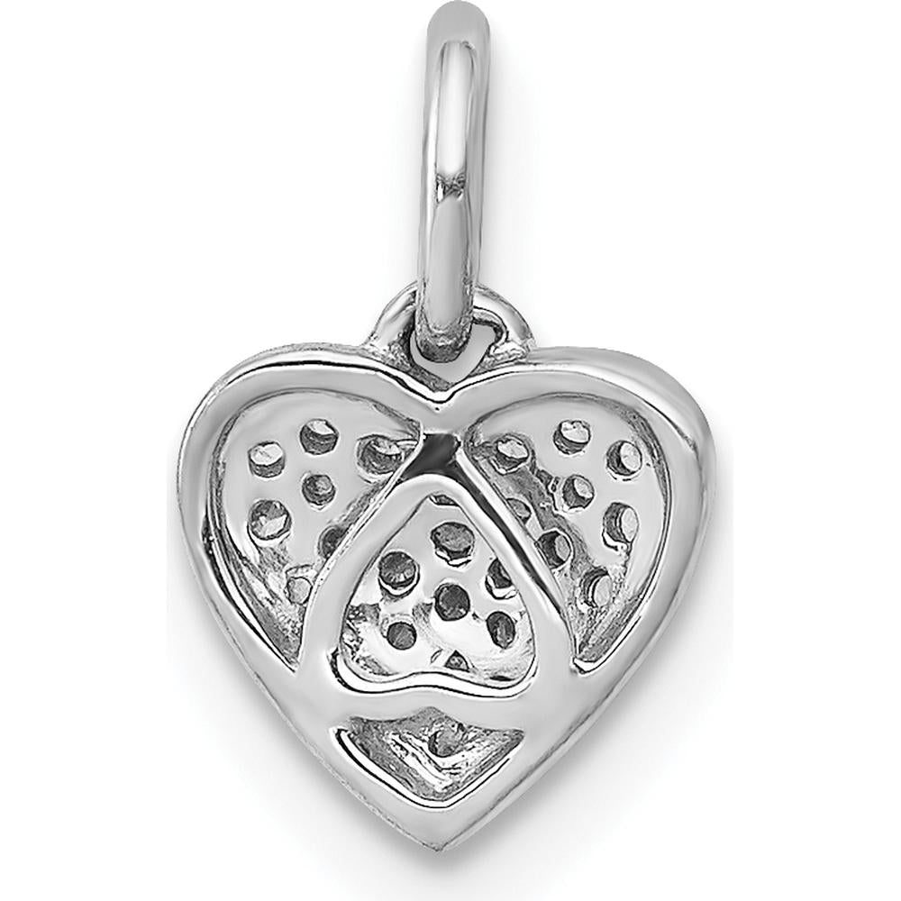 10K White Gold Diamond Heart Pendant - 1/10 Carat Total Diamond Weight by Oro Pregiato