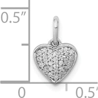 10K White Gold Diamond Heart Pendant - 1/10 Carat Total Diamond Weight by Oro Pregiato