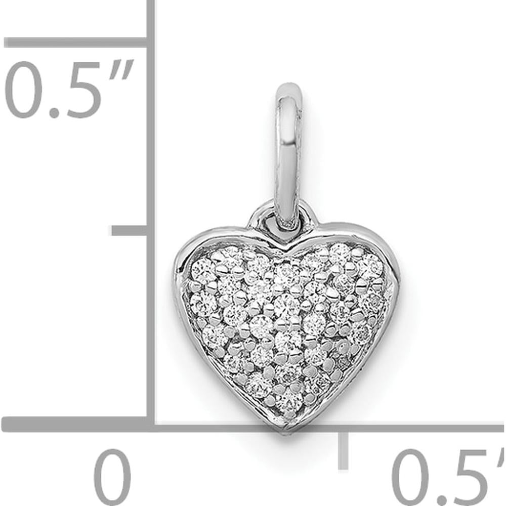 10K White Gold Diamond Heart Pendant - 1/10 Carat Total Diamond Weight by Oro Pregiato
