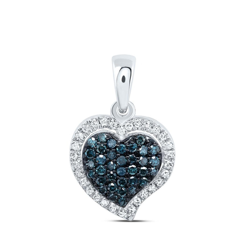 10K White Gold Diamond Heart Pendant - 1/5 Carat Total Diamond Weight