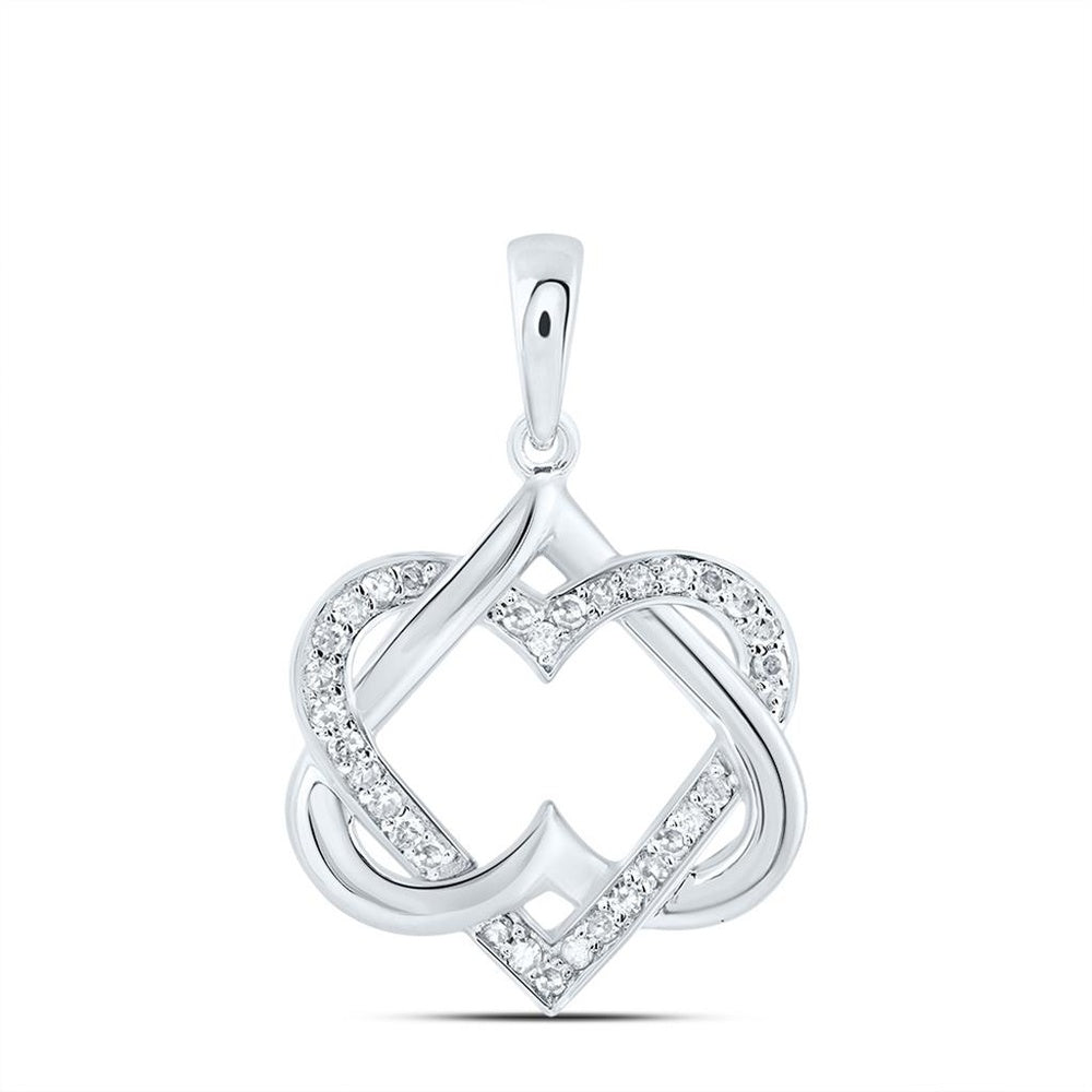 10K White Gold Diamond Heart Pendant - 1/7 Carat Total Diamond Weight