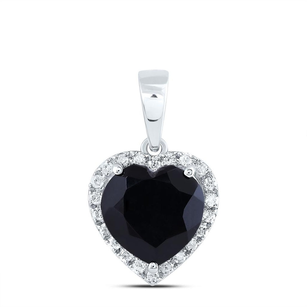 10K White Gold Diamond Heart Pendant - 3 1/2 Carat Total Gemstone Weight