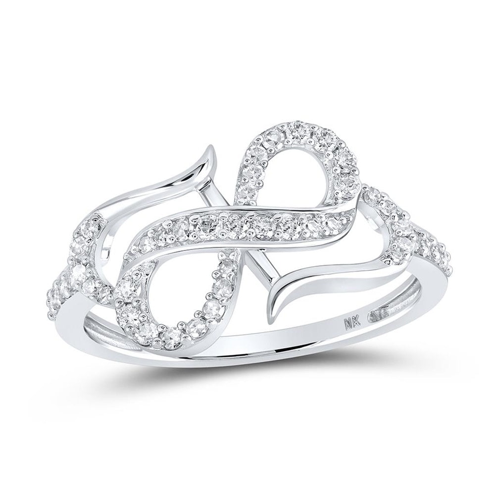 10K White Gold Diamond Heart Ring - 1/3 Carat Total Diamond Weight