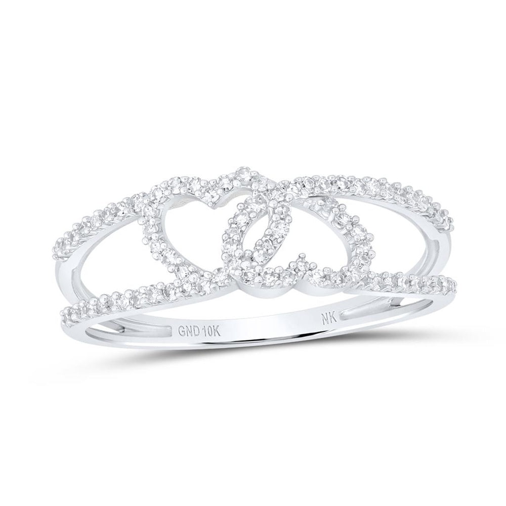 10K White Gold Diamond Heart Ring - 1/4 Carat Total Diamond Weight
