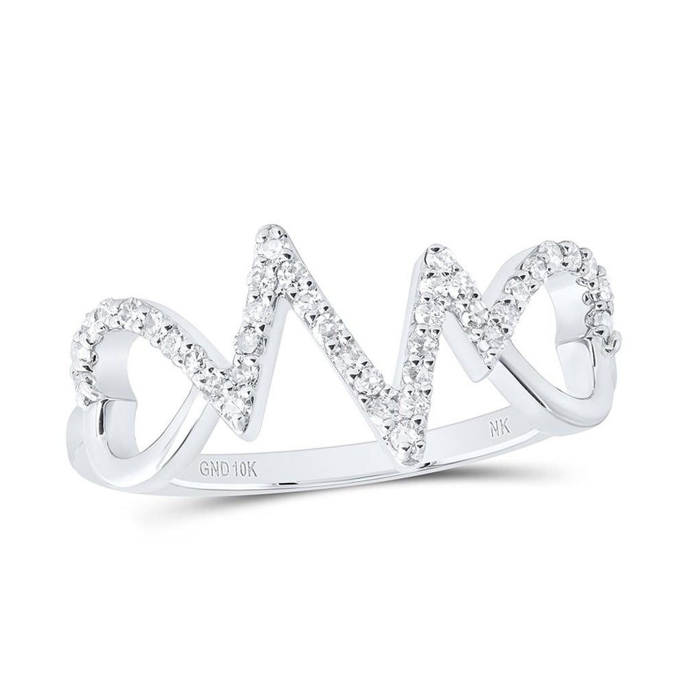 10K White Gold Diamond Heart Ring - 1/5 Carat Total Diamond Weight