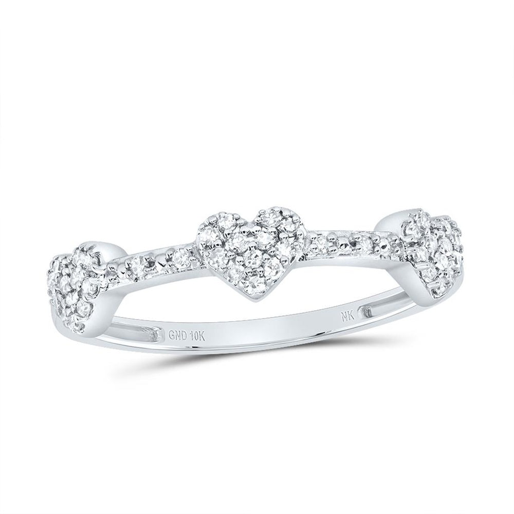 10K White Gold Diamond Heart Ring - 1/7 Carat Total Diamond Weight