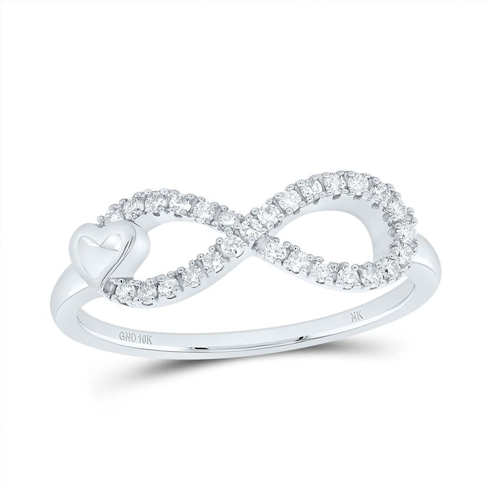 10K White Gold Diamond Heart Ring - 1/7 Carat Total Diamond Weight