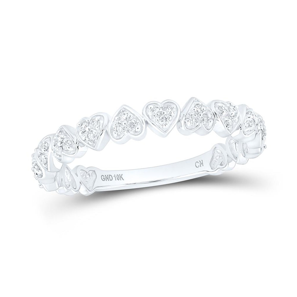 10K White Gold Diamond Heart Ring - 1/8 Carat Total Diamond Weight