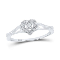 10K White Gold Diamond Heart Ring - 1/8 Carat Total Diamond Weight
