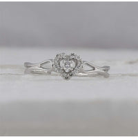 10K White Gold Diamond Heart Ring - 1/8 Carat Total Diamond Weight