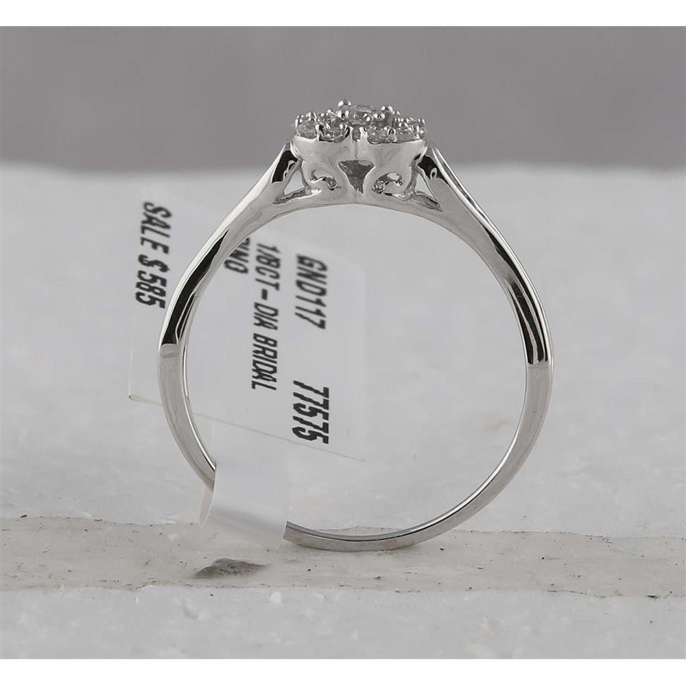 10K White Gold Diamond Heart Ring - 1/8 Carat Total Diamond Weight