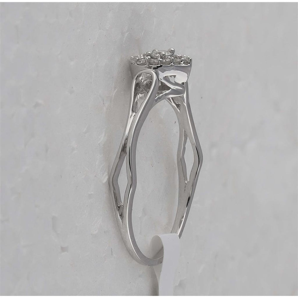 10K White Gold Diamond Heart Ring - 1/8 Carat Total Diamond Weight