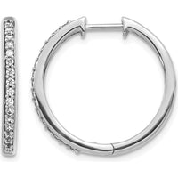 10K White Gold Diamond Hinged Hoop Earrings - 0.18 Carat Total Diamond Weight by Oro Pregiato