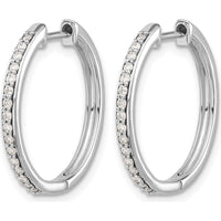 10K White Gold Diamond Hinged Hoop Earrings - 0.18 Carat Total Diamond Weight by Oro Pregiato
