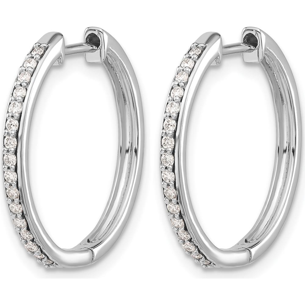 10K White Gold Diamond Hinged Hoop Earrings - 0.18 Carat Total Diamond Weight by Oro Pregiato