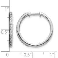 10K White Gold Diamond Hinged Hoop Earrings - 0.18 Carat Total Diamond Weight by Oro Pregiato
