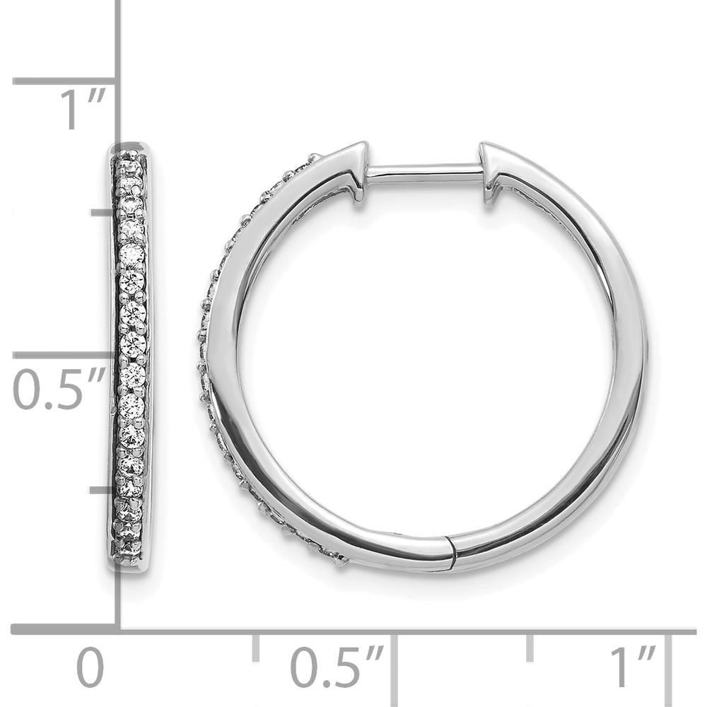 10K White Gold Diamond Hinged Hoop Earrings - 0.18 Carat Total Diamond Weight by Oro Pregiato