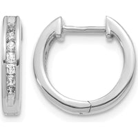 10K White Gold Diamond Hinged Hoop Earrings - 0.25 Carat Total Diamond Weight by Oro Pregiato