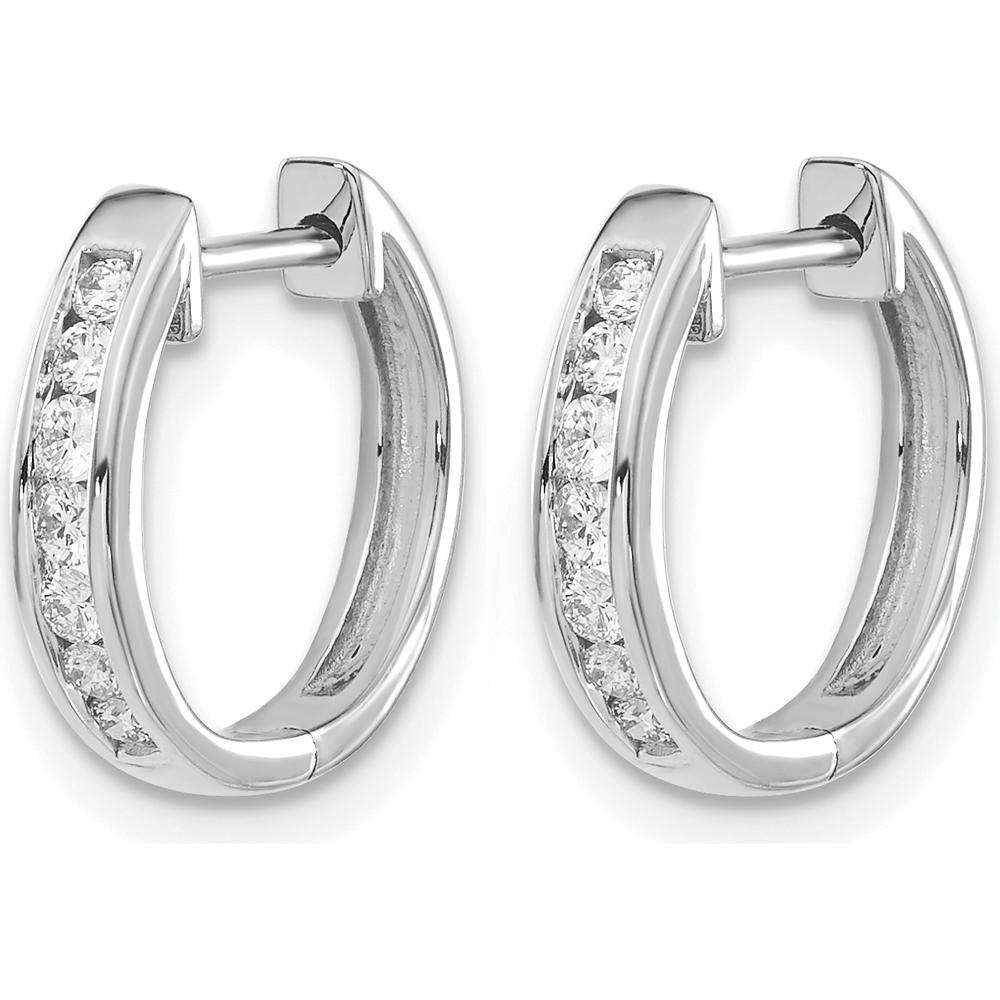 10K White Gold Diamond Hinged Hoop Earrings - 0.25 Carat Total Diamond Weight by Oro Pregiato
