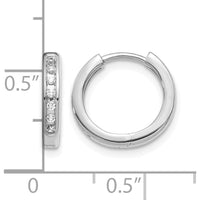 10K White Gold Diamond Hinged Hoop Earrings - 0.28 Carat Total Diamond Weight by Oro Pregiato