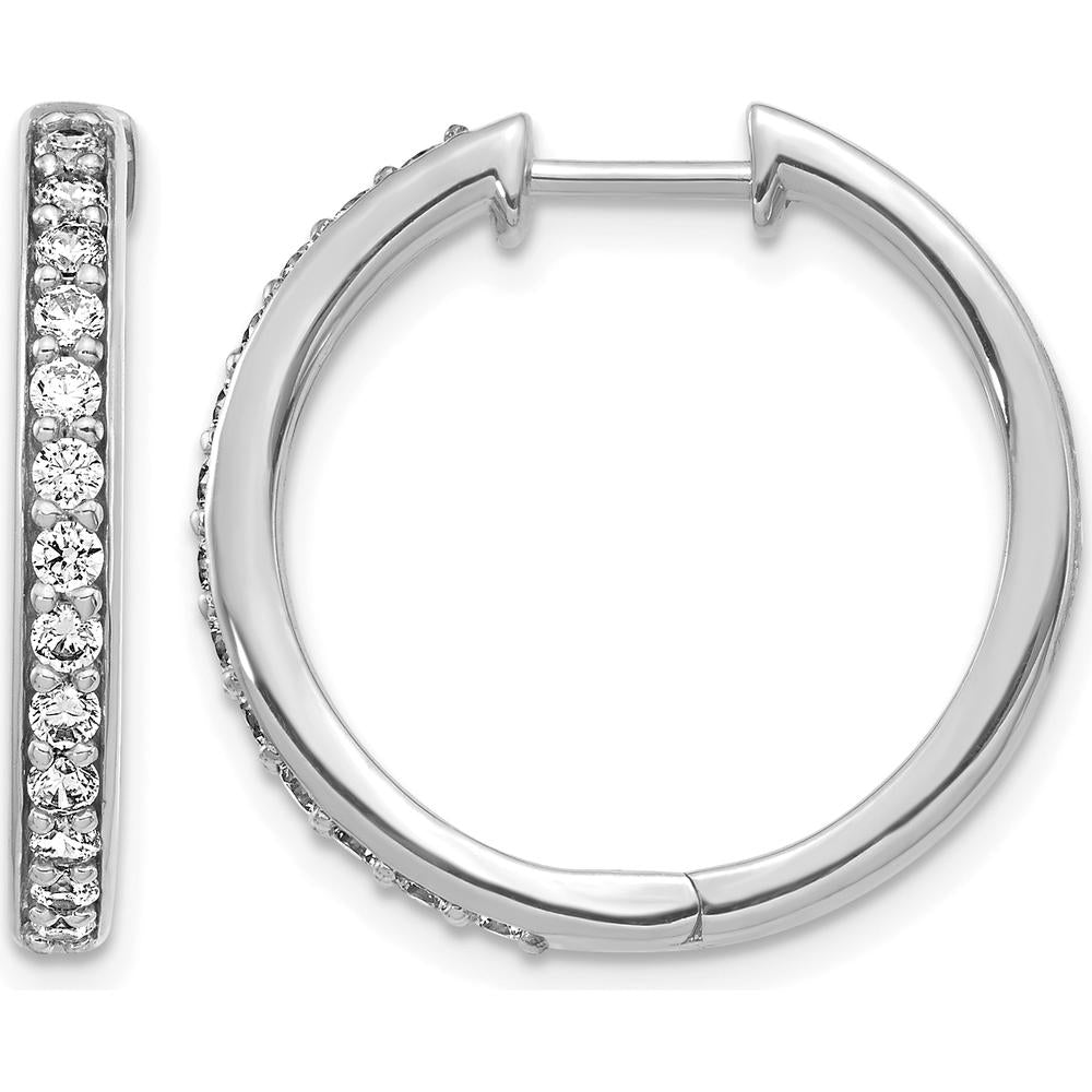 10K White Gold Diamond Hinged Hoop Earrings - 0.30 Carat Total Diamond Weight by Oro Pregiato