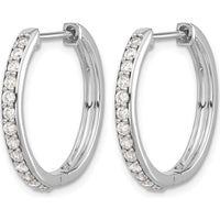 10K White Gold Diamond Hinged Hoop Earrings - 0.30 Carat Total Diamond Weight by Oro Pregiato