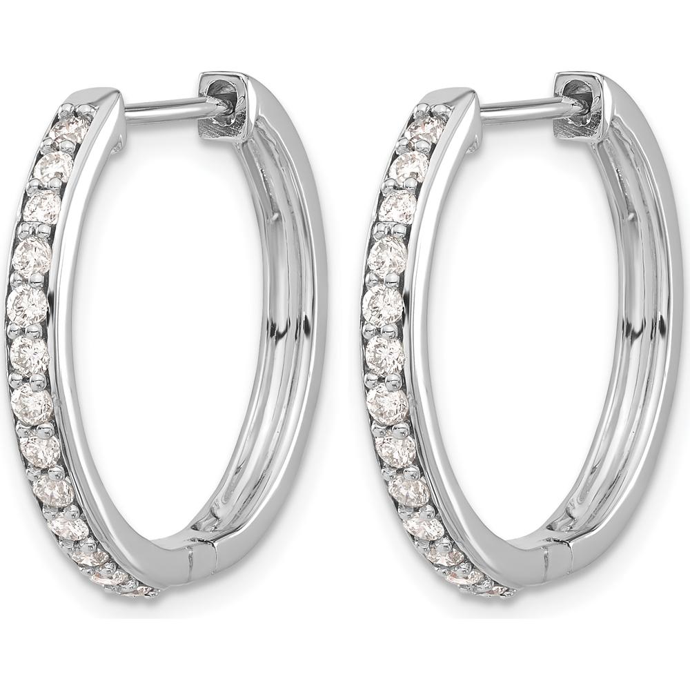 10K White Gold Diamond Hinged Hoop Earrings - 0.30 Carat Total Diamond Weight by Oro Pregiato
