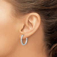 10K White Gold Diamond Hinged Hoop Earrings - 0.30 Carat Total Diamond Weight by Oro Pregiato