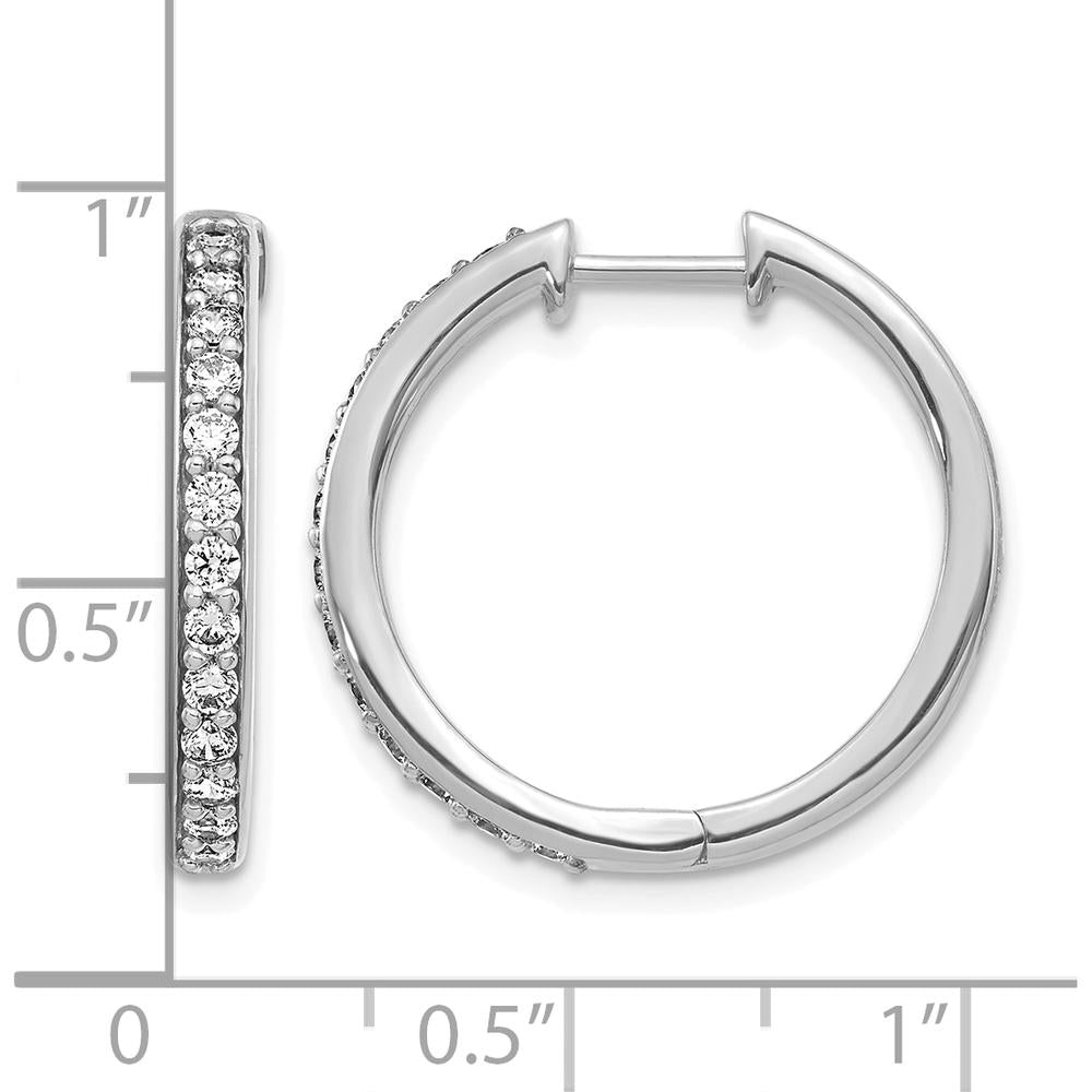 10K White Gold Diamond Hinged Hoop Earrings - 0.30 Carat Total Diamond Weight by Oro Pregiato