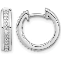 10K White Gold Diamond Hinged Hoop Earrings - 0.30 Carat Total Diamond Weight by Oro Pregiato