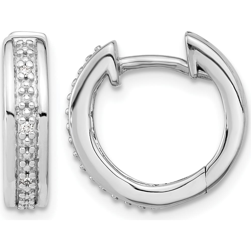10K White Gold Diamond Hinged Hoop Earrings - 0.30 Carat Total Diamond Weight by Oro Pregiato