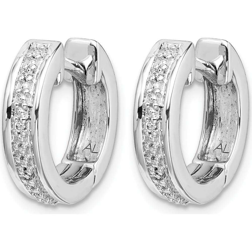 10K White Gold Diamond Hinged Hoop Earrings - 0.30 Carat Total Diamond Weight by Oro Pregiato