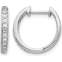 10K White Gold Diamond Hinged Hoop Earrings - 0.60 Carat Total Diamond Weight by Oro Pregiato