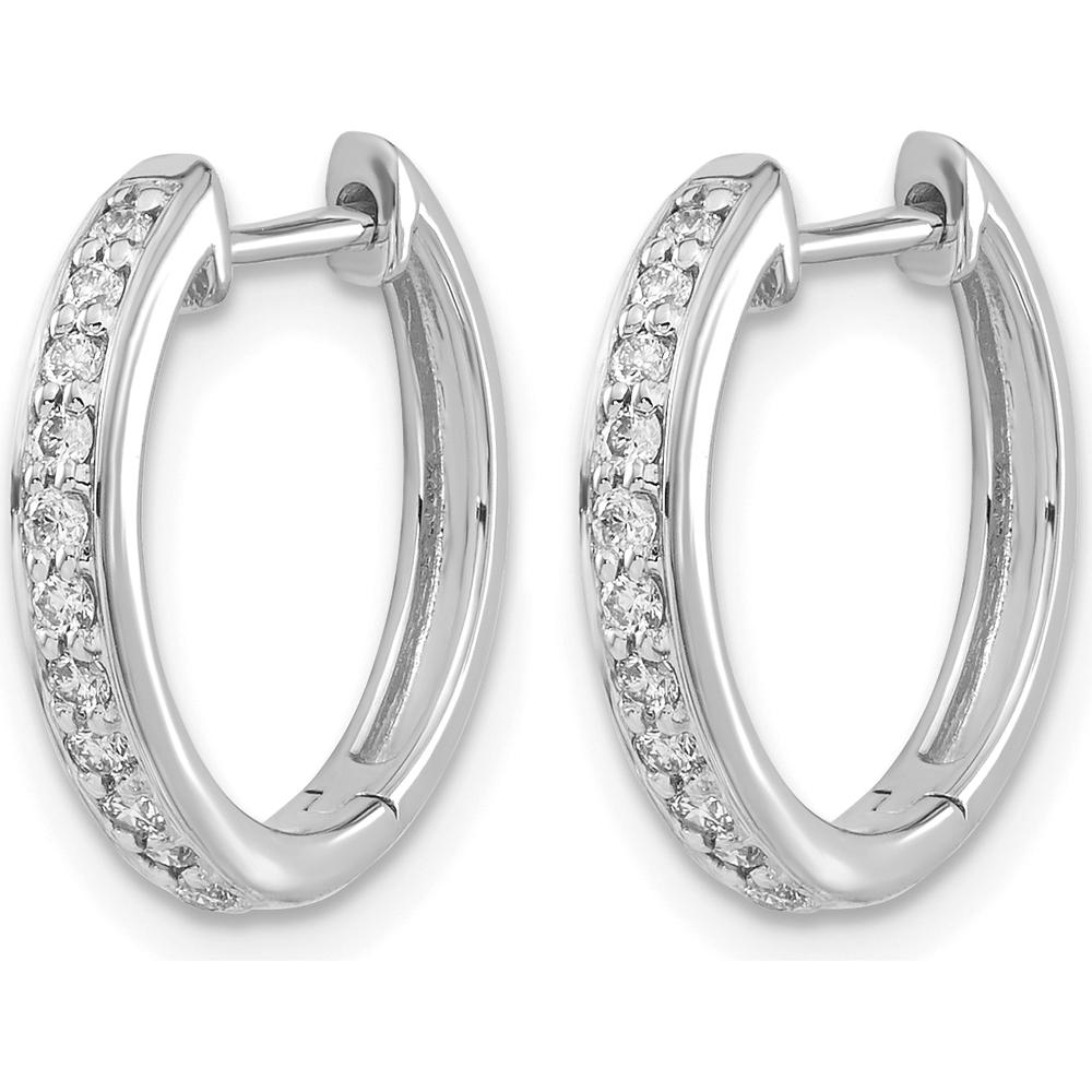 10K White Gold Diamond Hinged Hoop Earrings - 0.60 Carat Total Diamond Weight by Oro Pregiato
