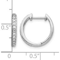 10K White Gold Diamond Hinged Hoop Earrings - 0.60 Carat Total Diamond Weight by Oro Pregiato