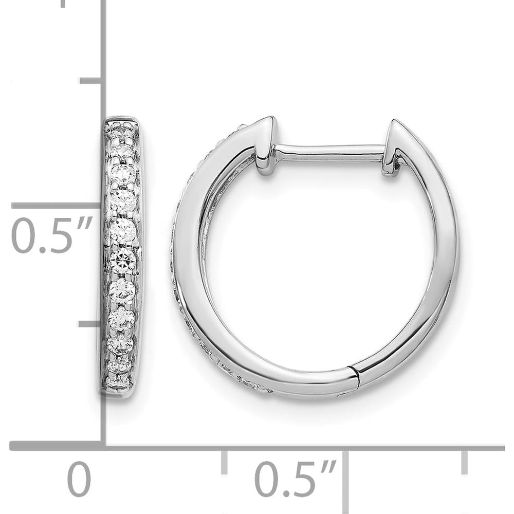 10K White Gold Diamond Hinged Hoop Earrings - 0.60 Carat Total Diamond Weight by Oro Pregiato
