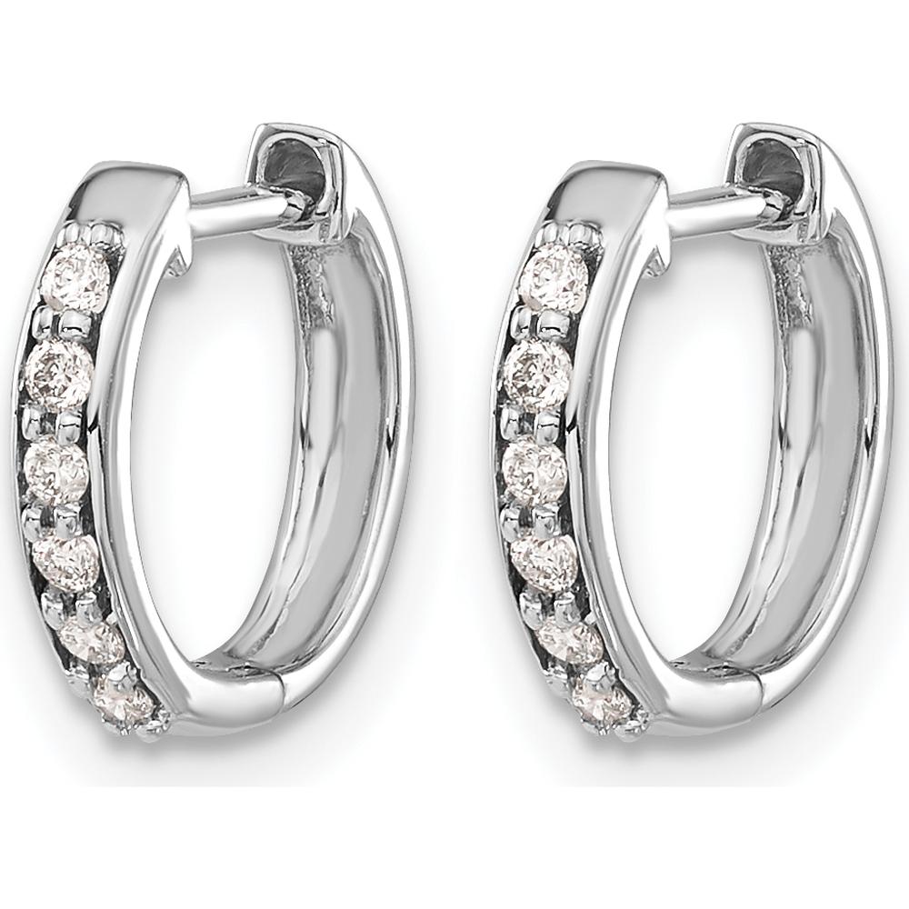 10K White Gold Diamond Hinged Hoop Earrings - 1.0 Carat Total Diamond Weight by Oro Pregiato