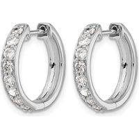 10K White Gold Diamond Hinged Hoop Earrings - 1.0 Carat Total Diamond Weight by Oro Pregiato
