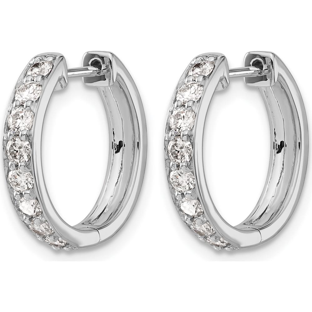 10K White Gold Diamond Hinged Hoop Earrings - 1.0 Carat Total Diamond Weight by Oro Pregiato