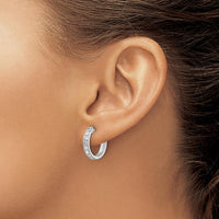 10K White Gold Diamond Hinged Hoop Earrings - 1.0 Carat Total Diamond Weight by Oro Pregiato