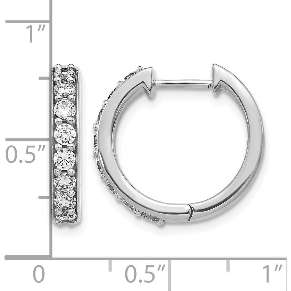 10K White Gold Diamond Hinged Hoop Earrings - 1.0 Carat Total Diamond Weight by Oro Pregiato