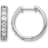 10K White Gold Diamond Hinged Hoop Earrings - 1.0 Carat Total Diamond Weight by Oro Pregiato