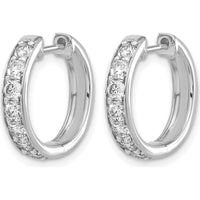 10K White Gold Diamond Hinged Hoop Earrings - 1.0 Carat Total Diamond Weight by Oro Pregiato