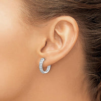 10K White Gold Diamond Hinged Hoop Earrings - 1.0 Carat Total Diamond Weight by Oro Pregiato