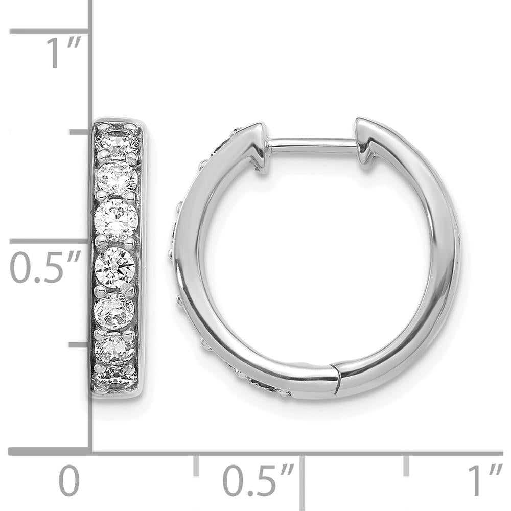 10K White Gold Diamond Hinged Hoop Earrings - 1.0 Carat Total Diamond Weight by Oro Pregiato