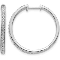 10K White Gold Diamond Hinged Hoop Earrings - 1.0 Carat Total Diamond Weight by Oro Pregiato