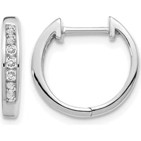 10K White Gold Diamond Hinged Hoop Earrings - 1.0 Carat Total Diamond Weight by Oro Pregiato